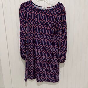 Jude Connally Chloe Navy and Red Geometric Dress